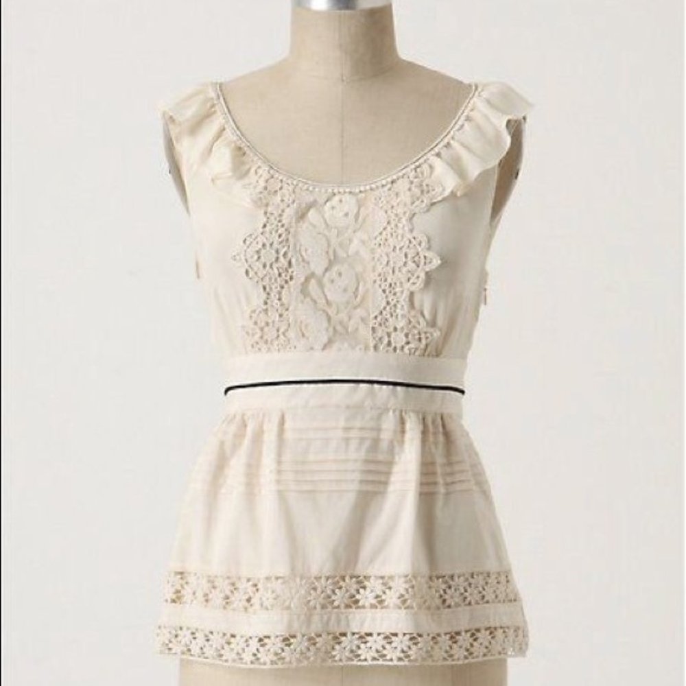 Anthropologie Floreat silk cotton lace blouse 2